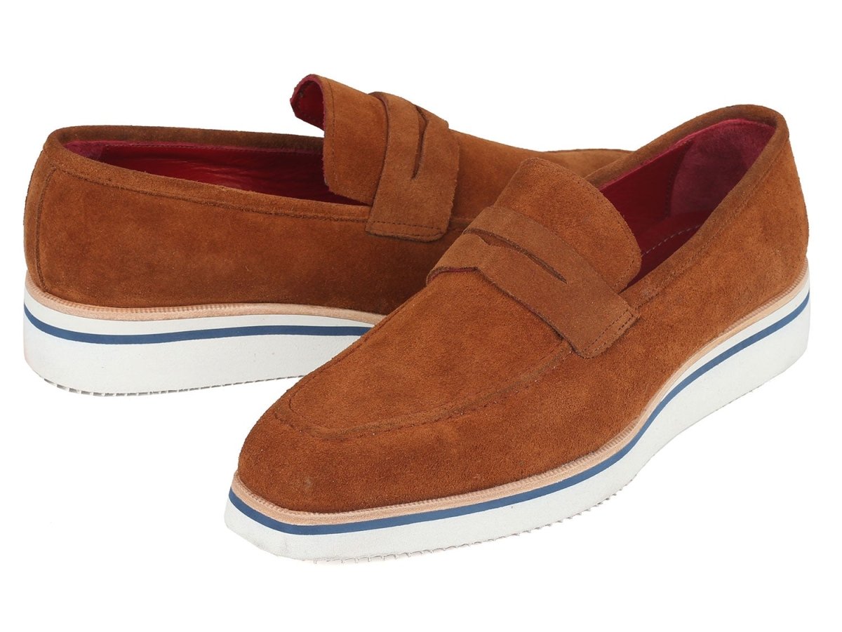Paul Parkman Men's Smart Casual Penny Loafers Camel Suede (ID180 CML SD)