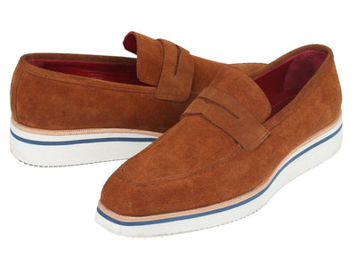 Paul Parkman Men's Smart Casual Penny Loafers Camel Suede (ID180 CML SD)