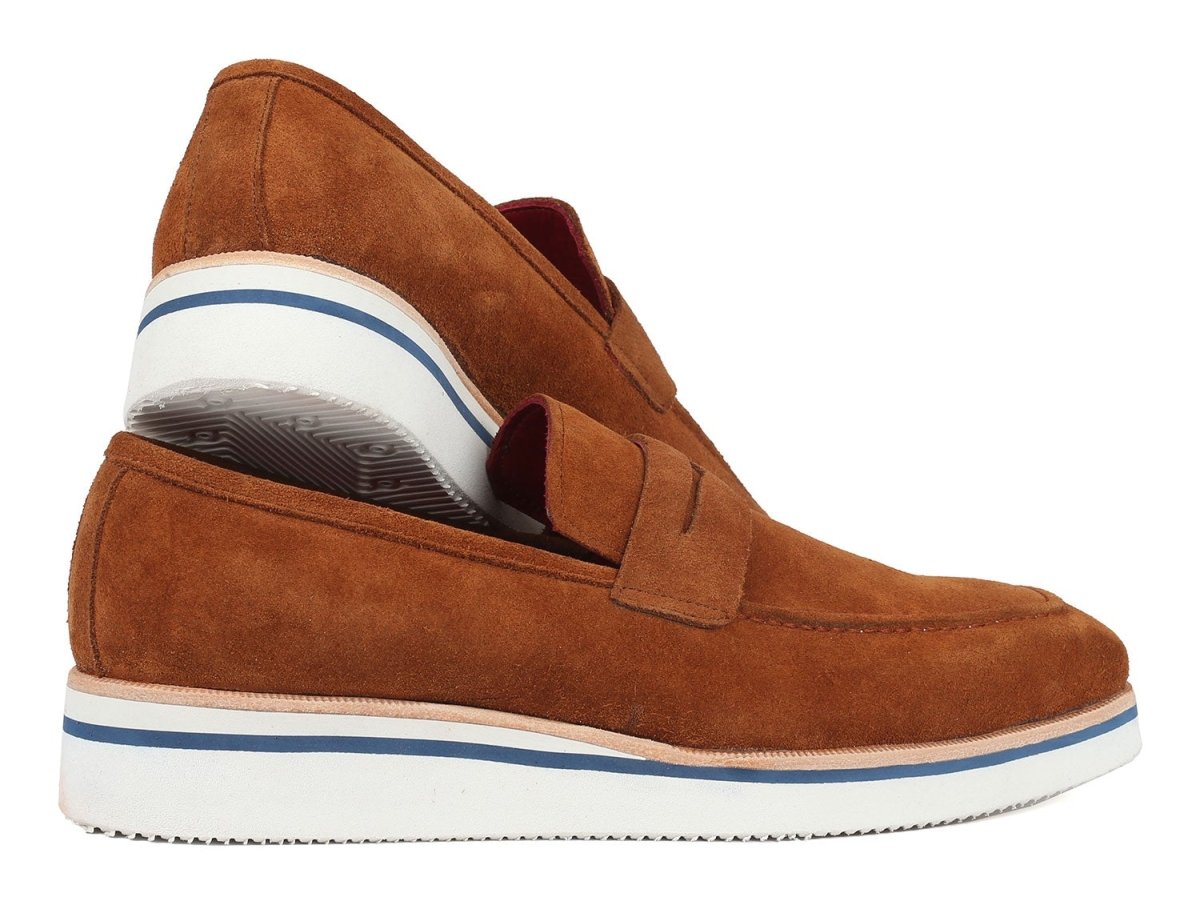Paul Parkman Men's Smart Casual Penny Loafers Camel Suede (ID180 CML SD)