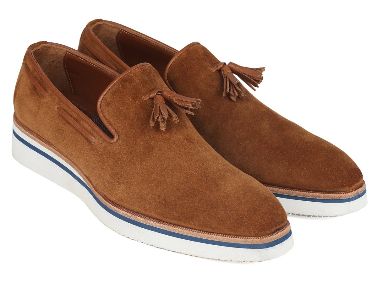 Paul Parkman Men's Smart Casual Tassel Loafers Camel Suede (ID181 CML SD)