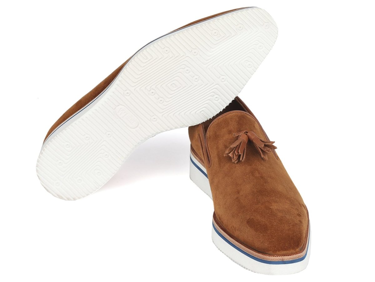 Paul Parkman Men's Smart Casual Tassel Loafers Camel Suede (ID181 CML SD)