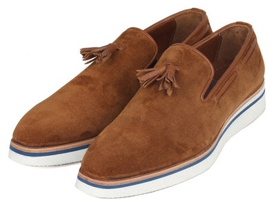 Paul Parkman Men's Smart Casual Tassel Loafers in Camel Suede