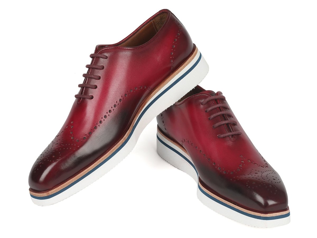 Paul Parkman Men's Smart Casual Wingtip Oxfords Bordeaux (ID188 BRD)