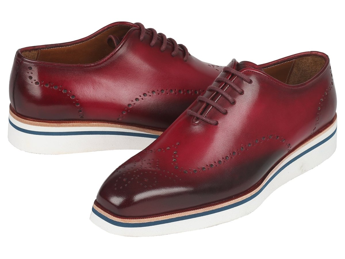 Paul Parkman Men's Smart Casual Wingtip Oxfords Bordeaux (ID188 BRD)