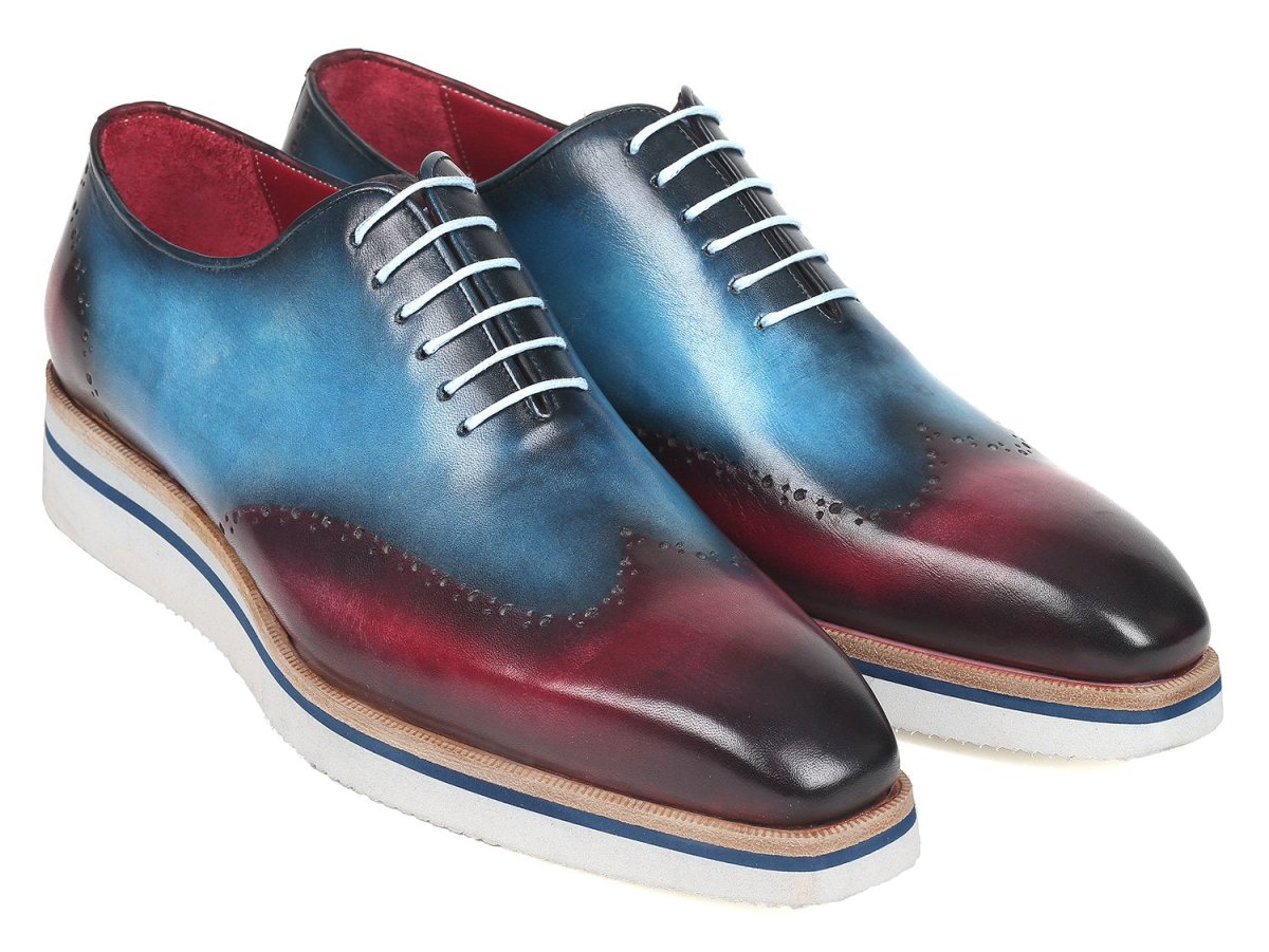 Paul Parkman Men's Smart Casual Wingtip Oxfords in Blue and Purple