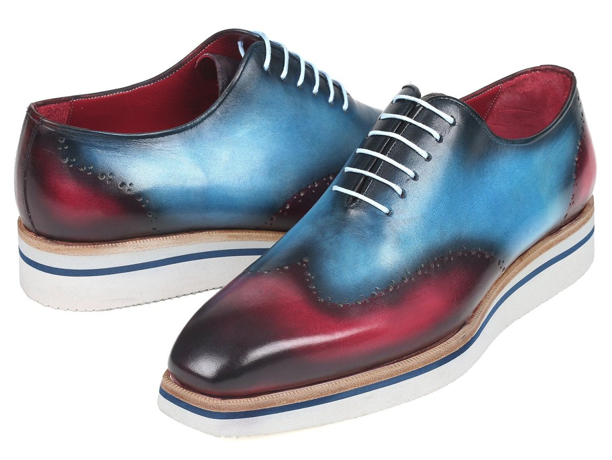 Paul Parkman Men's Smart Casual Wingtip Oxfords in Blue and Purple