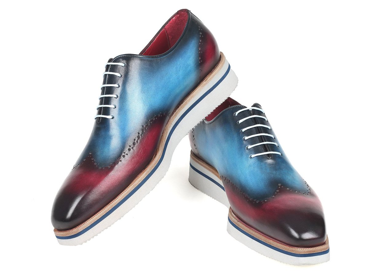 Paul Parkman Men's Smart Casual Wingtip Oxfords in Blue and Purple
