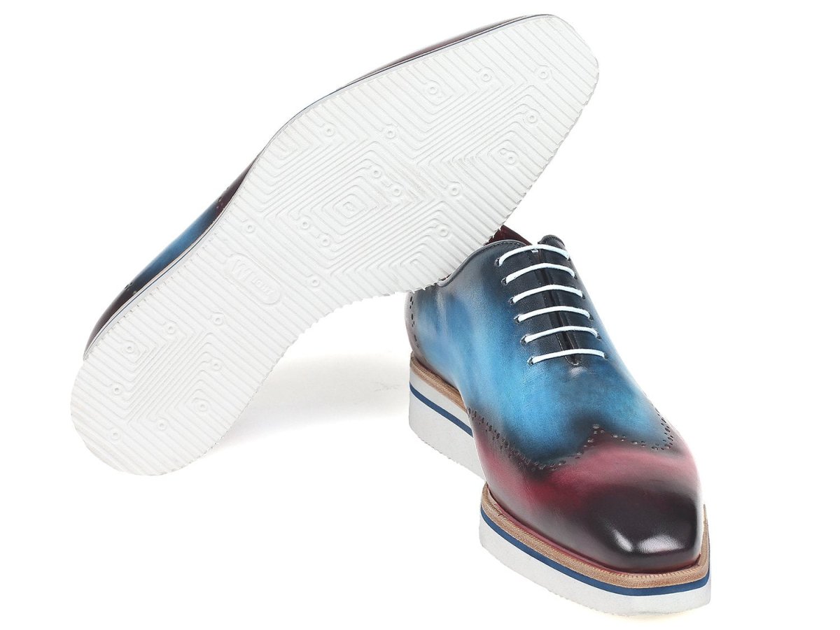 Paul Parkman Men's Smart Casual Wingtip Oxfords in Blue and Purple