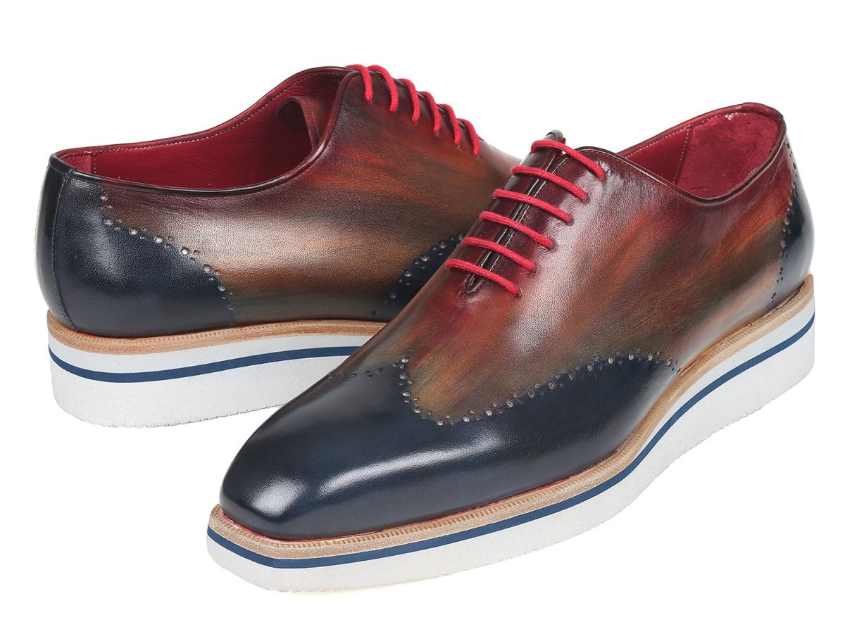 Paul Parkman Men's Smart Casual Wingtip Oxfords Multicolor (ID187 - MIX - NVY)