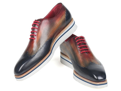 Paul Parkman Men's Smart Casual Wingtip Oxfords Multicolor (ID187 - MIX - NVY)