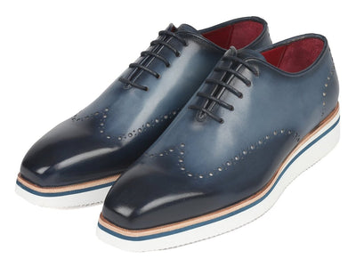 Paul Parkman Men's Smart Casual Wingtip Oxfords Navy (ID187 NAVY)