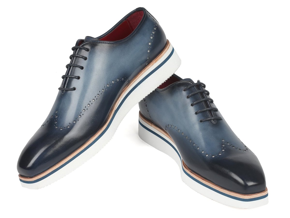Paul Parkman Men's Smart Casual Wingtip Oxfords Navy (ID187 NAVY)