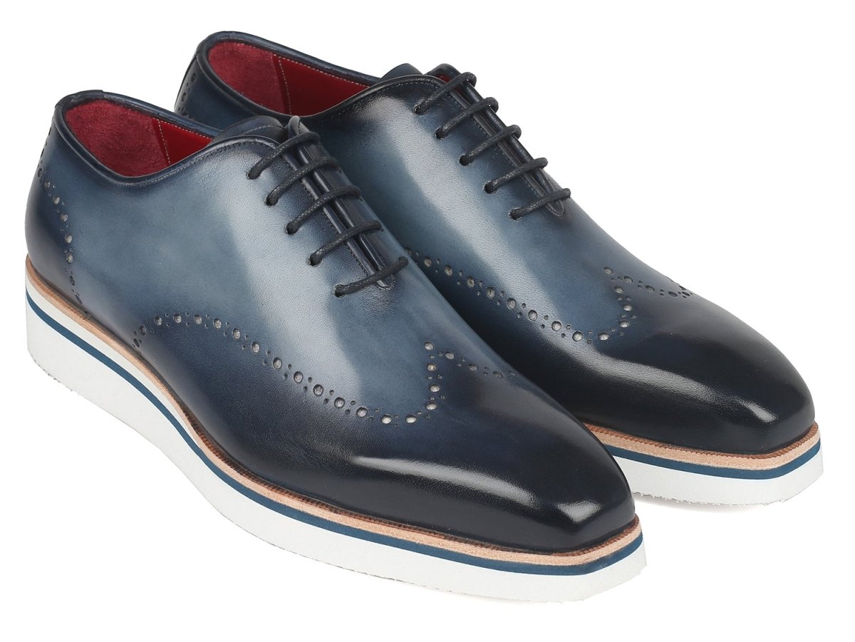 Paul Parkman Men's Smart Casual Wingtip Oxfords Navy (ID187 NAVY)