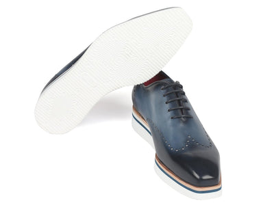 Paul Parkman Men's Smart Casual Wingtip Oxfords Navy (ID187 NAVY)