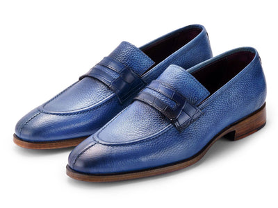 Paul Parkman Men's Split Toe Loafer Shoes Blue (ID694BL65)