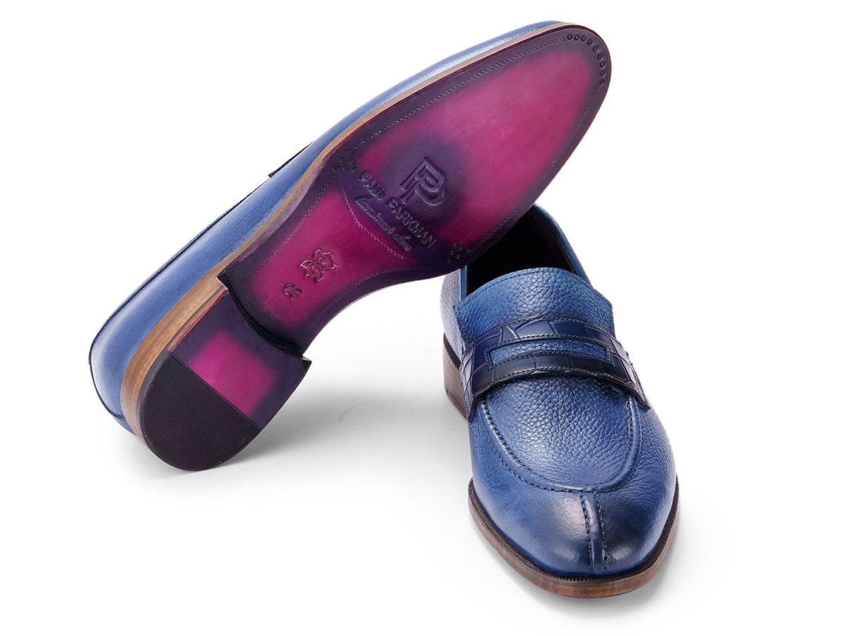 Paul Parkman Men's Split Toe Loafer Shoes in Blue