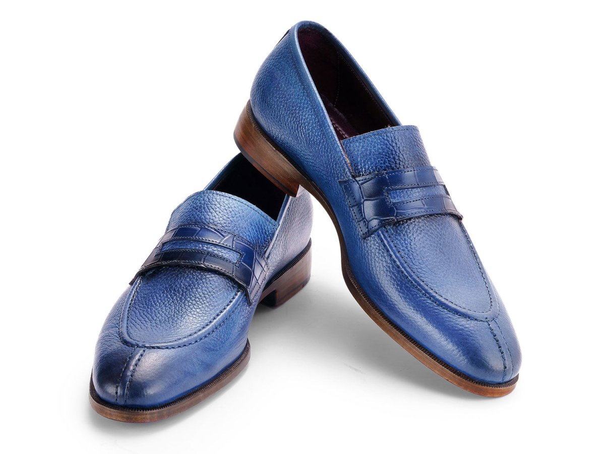 Paul Parkman Men's Split Toe Loafer Shoes in Blue