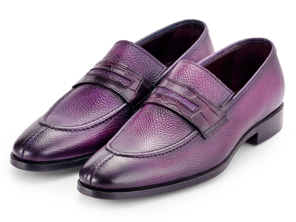 Paul Parkman Men's Split Toe Loafer Shoes in Purple
