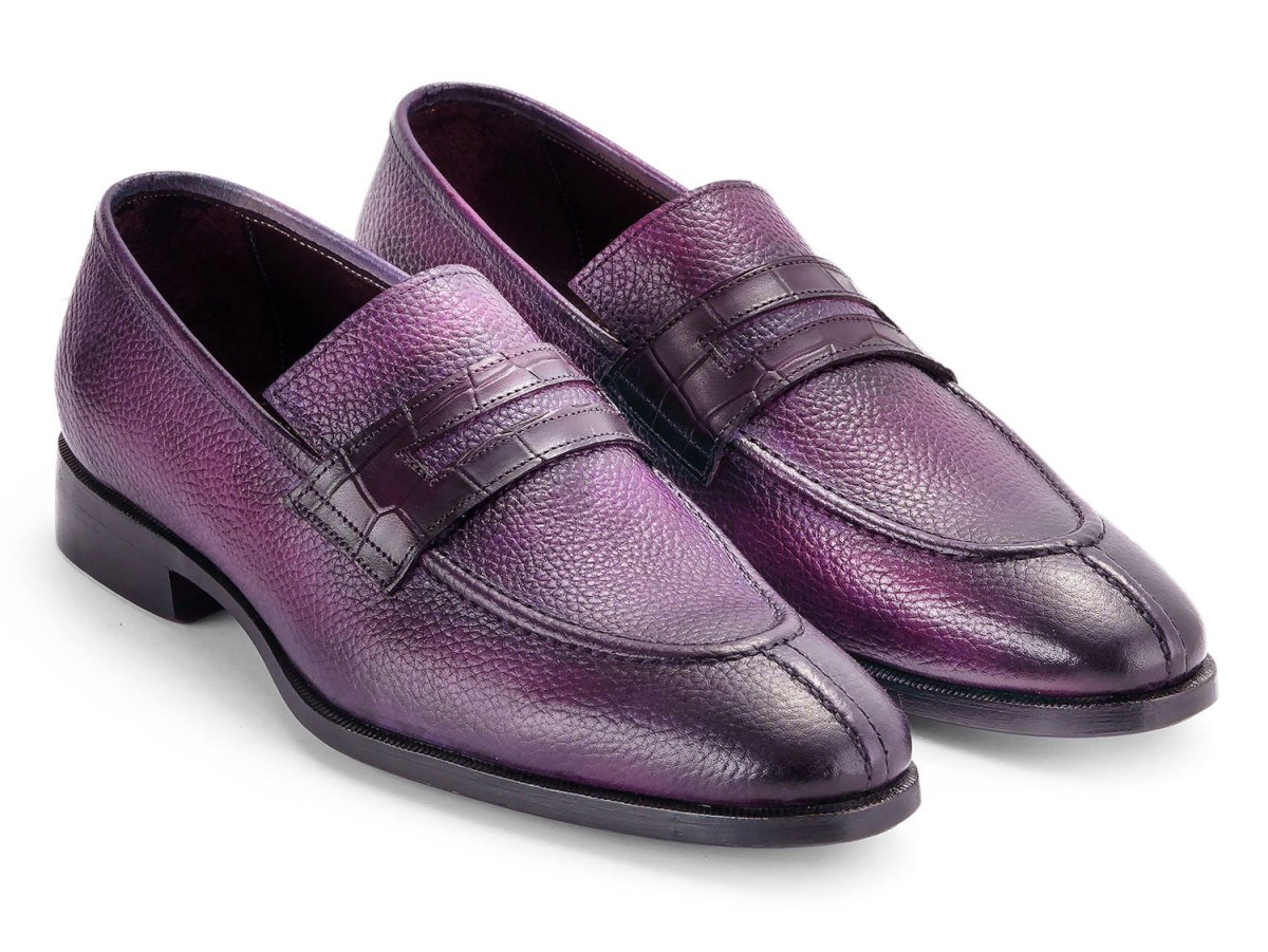 Paul Parkman Men's Split Toe Loafer Shoes Purple (ID694PR87)