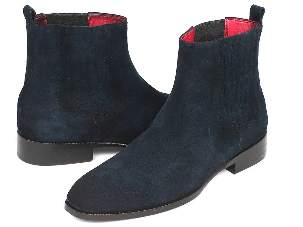 Paul Parkman Men's Suede Chelsea Boots in Navy