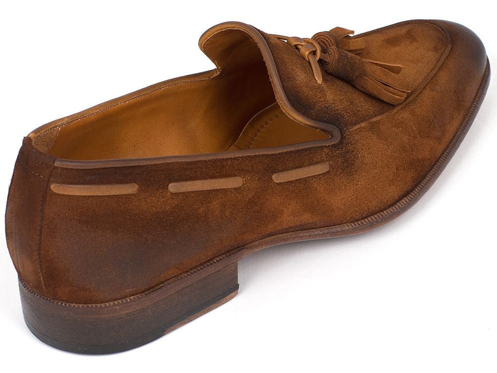 Paul Parkman Men's Suede Tassel Loafers in Antique Brown
