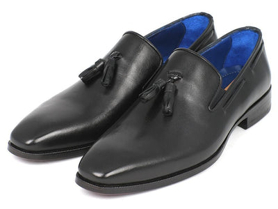 Paul Parkman Men's Tassel Loafer Black Leather Upper and Leather Sole (ID5141 - BLK)