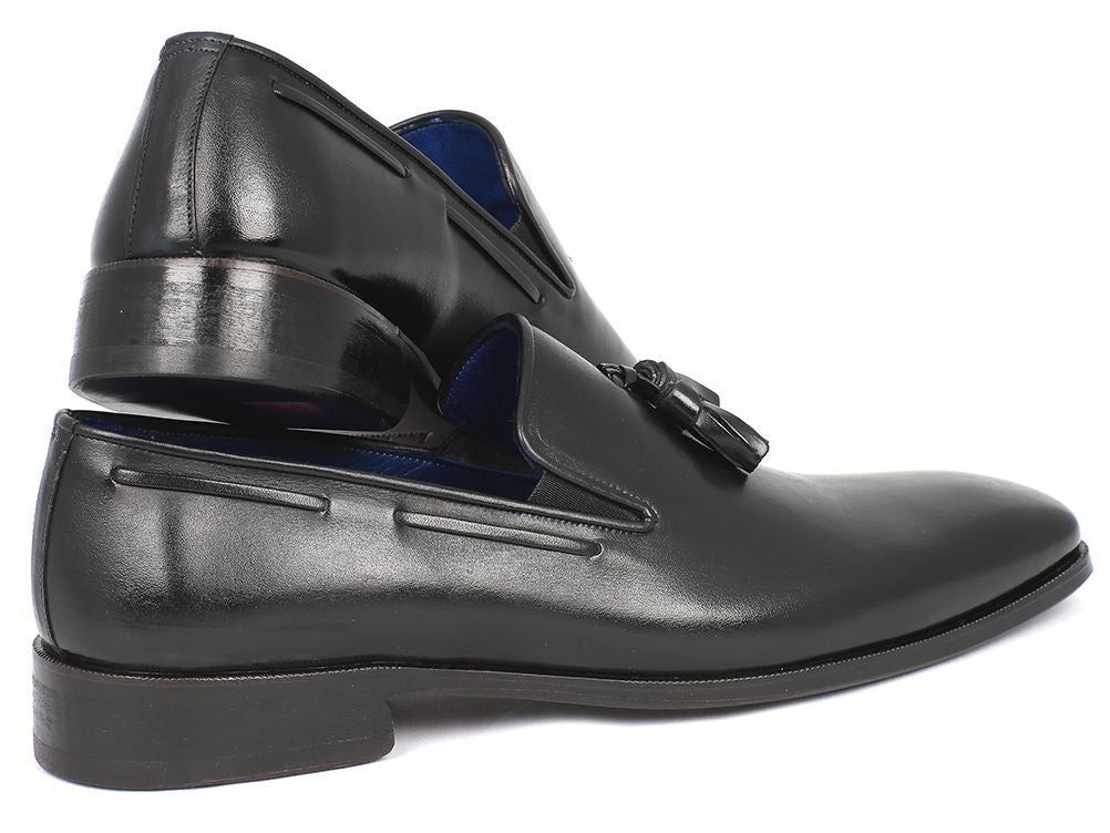 Paul Parkman Men's Tassel Loafer Black Leather Upper and Leather Sole (ID5141 - BLK)