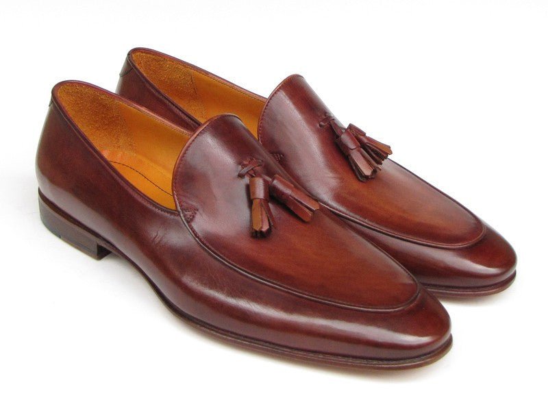 Paul Parkman Men's Tassel Loafer Brown Hand Painted Leather (ID049 - BRW)
