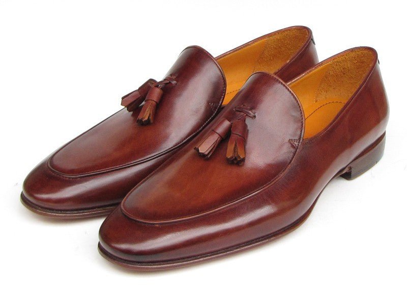 Paul Parkman Men's Tassel Loafer Brown Hand Painted Leather (ID049 - BRW)