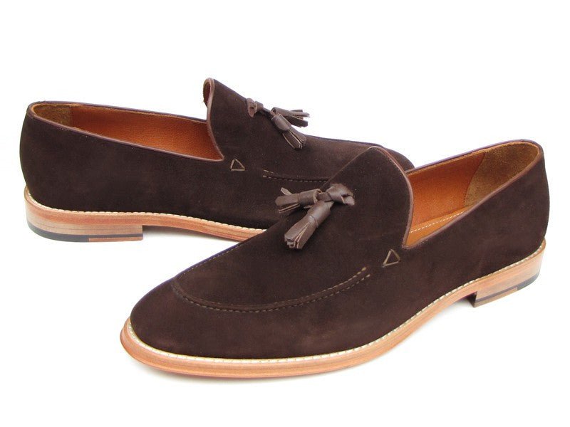 Paul Parkman Men's Tassel Loafer Brown Suede Shoes (ID087 - BRW)