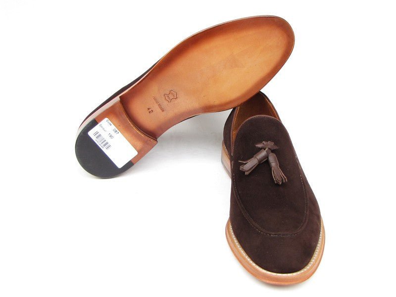 Paul Parkman Men's Tassel Loafer Brown Suede Shoes (ID087 - BRW)