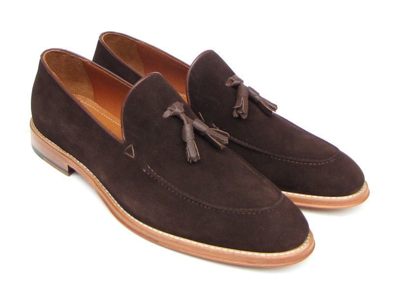 Paul Parkman Men's Tassel Loafer Brown Suede Shoes (ID087 - BRW)