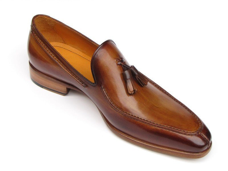 Paul Parkman Men's Tassel Loafer Camel and Brown Hand - Painted (ID083 - CML)