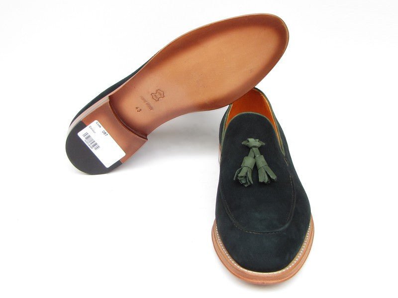 Paul Parkman Men's Tassel Loafer Green Suede Shoes (ID087 - GREEN)