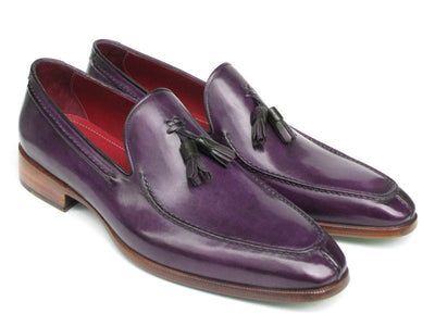 Paul Parkman Men's Tassel Loafer Purple Hand Painted Leather (ID083 - RP)