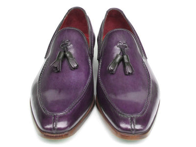 Paul Parkman Men's Tassel Loafer Purple Hand Painted Leather (ID083 - RP)