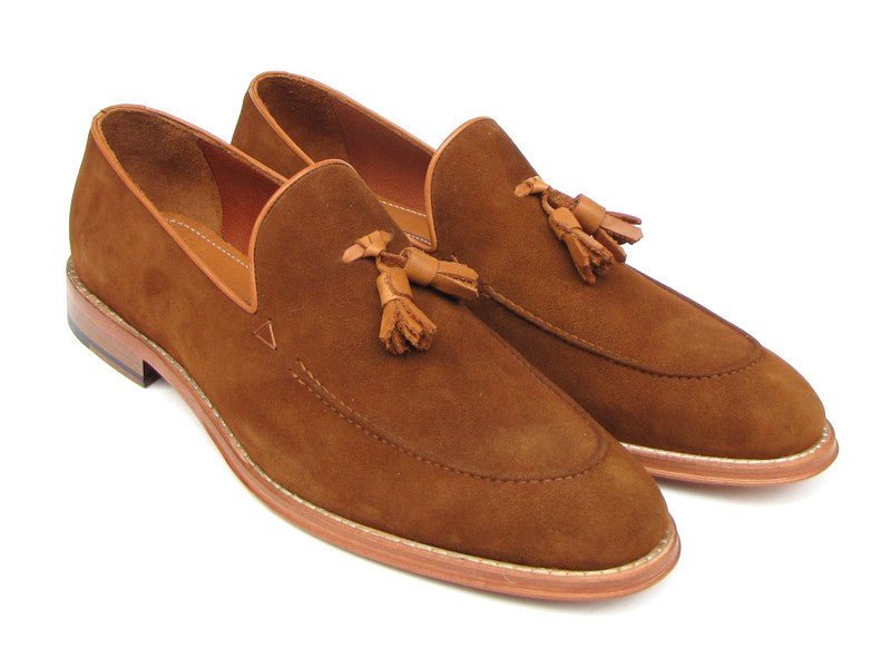 Paul Parkman Men's Tassel Loafer Tobacco Suede Shoes (ID087 - TAB)