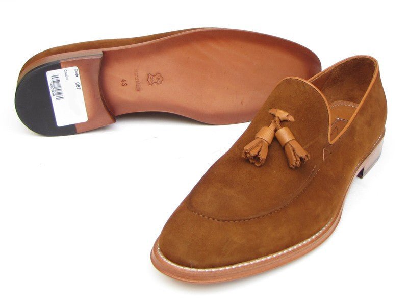 Paul Parkman Men's Tassel Loafer Tobacco Suede Shoes (ID087 - TAB)