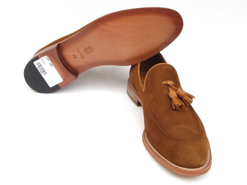 Paul Parkman Men's Tassel Loafer Tobacco Suede Shoes (ID087 - TAB)