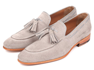 Paul Parkman Men's Tassel Loafers Grey Suede (IDGRY32FG)