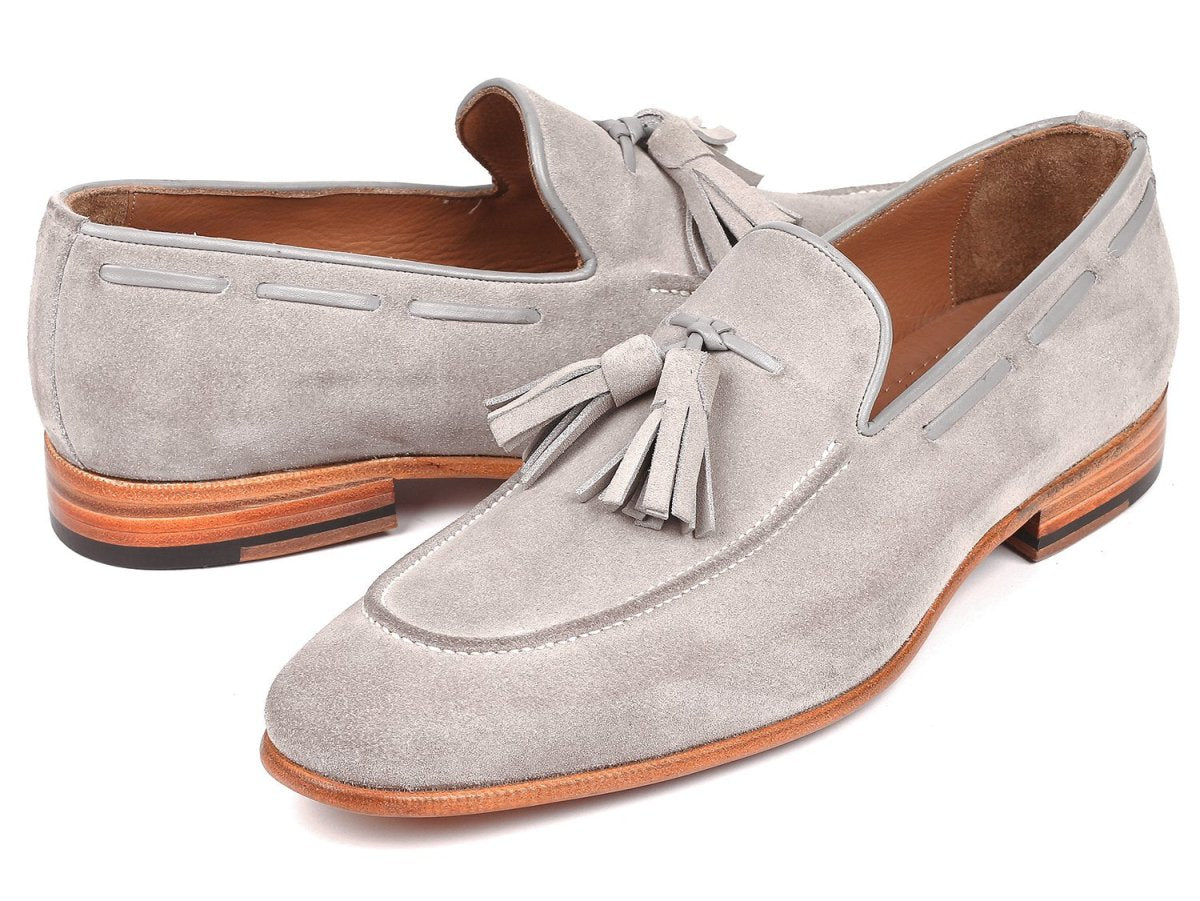 Paul Parkman Men's Tassel Loafers Grey Suede (IDGRY32FG)