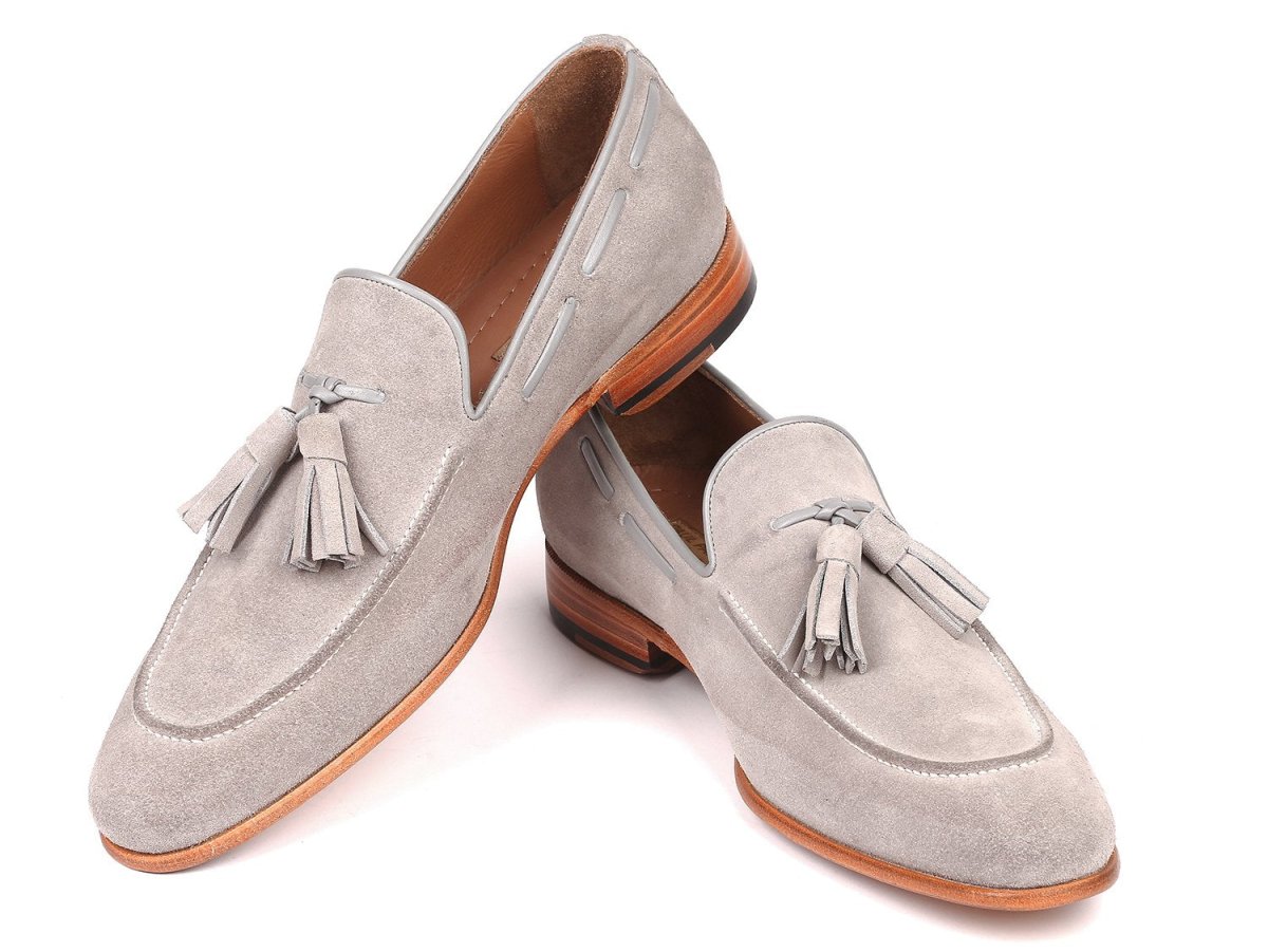 Paul Parkman Men's Tassel Loafers Grey Suede (IDGRY32FG)