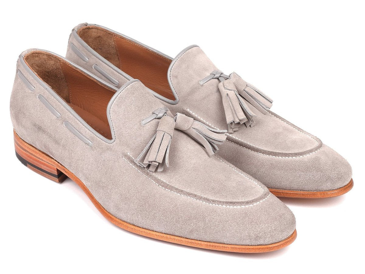 Paul Parkman Men's Tassel Loafers Grey Suede (IDGRY32FG)