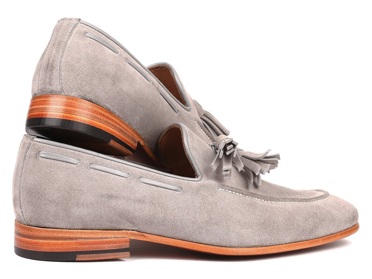 Paul Parkman Men's Tassel Loafers Grey Suede (IDGRY32FG)