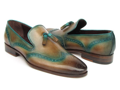 Paul Parkman Men's Tassel Loafers Olive and Green Patina