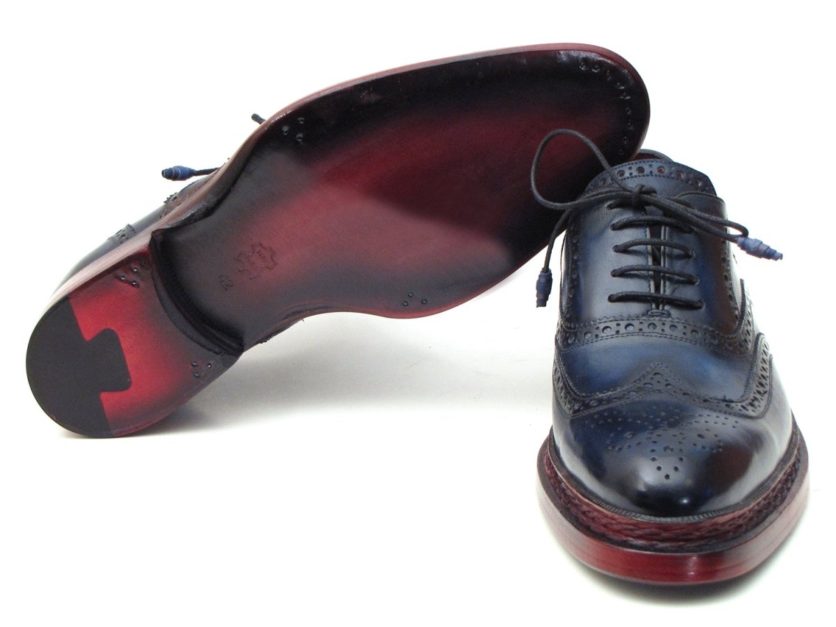 Paul Parkman Men's Triple Leather Sole Navy Wingtip Oxfords (ID027TRPNVY)