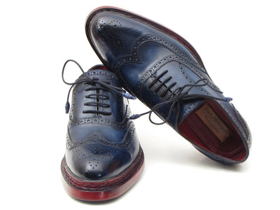 Paul Parkman Men's Triple Leather Sole Navy Wingtip Oxfords (ID027TRPNVY)
