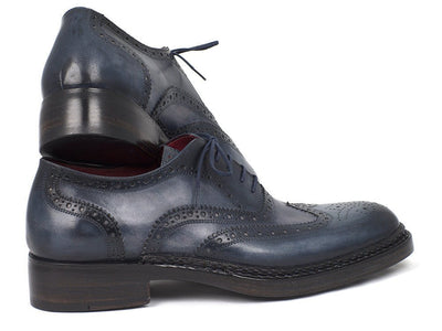 Paul Parkman Men's Triple Leather Sole Wingtip Brogues Blue (ID027 - TRP - BLU)