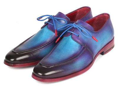 Paul Parkman Men's Turquoise and Purple Apron Derby Shoes (ID23SX84)
