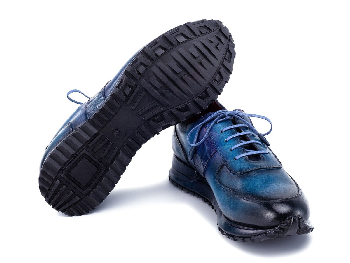 Paul Parkman Men's Turquoise and Purple Patina Sneakers (IDLP207TQP)